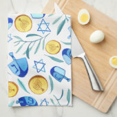 Hanukka Dreidel jüdisches Urlaubsmuster Geschirrtuch (Viertel Falte)