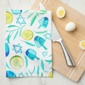 Hanukka Dreidel jüdisches Urlaubsmuster Geschirrtuch (Viertel Falte)