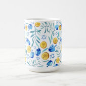 Hanukka Dreidel jüdisches Urlaubsmuster Kaffeetasse (Mittel)