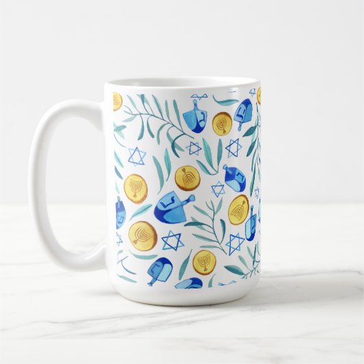 Hanukka Dreidel jüdisches Urlaubsmuster Kaffeetasse (Links)