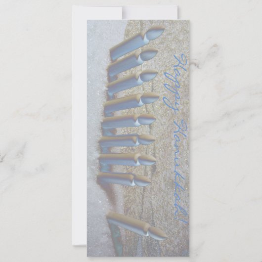 Hanukka im Schnee! Flachkarte auf metallischem Pap Einladung (Vorderseite)