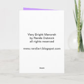 Hanukka Karte mit sehr hellem Menorah (Rückseite)