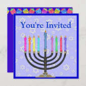 Hanukka Menorah Einladung (Vorne/Hinten)
