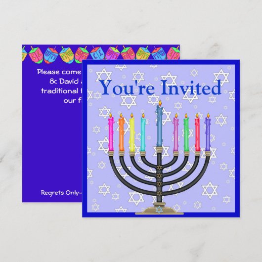 Hanukka Menorah Einladung (Vorne/Hinten)