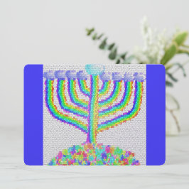 Hanukka Regenbogenmenorah Feiertagskarte