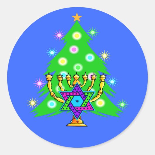 Hanukka und Weihnachten Runder Aufkleber (Vorderseite)