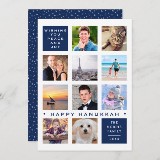 Hanukkah 12 Foto Moderne Kollektion Feiertagskarte (Vorne/Hinten)