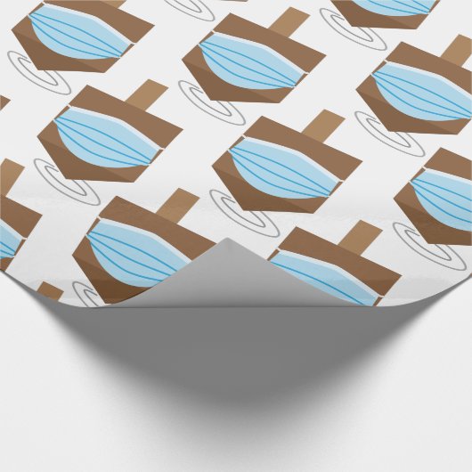 Hanukkah 2020 - Spinning top mit Gesichtsmaske Geschenkpapier (Ecke)
