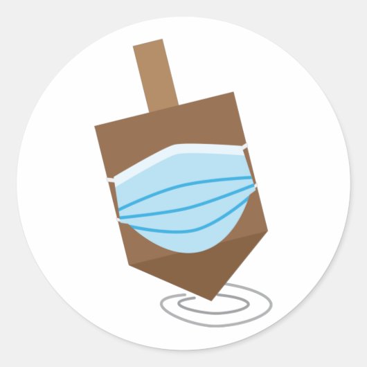 Hanukkah 2020 - Spinning top mit Gesichtsmaske Runder Aufkleber (Vorderseite)