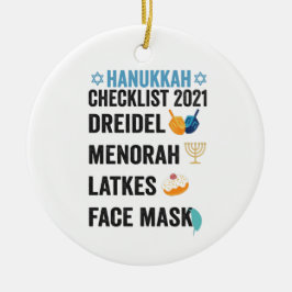Hanukkah 2021 Checklist Dreidel Menorah Gesichtsma Keramik Ornament