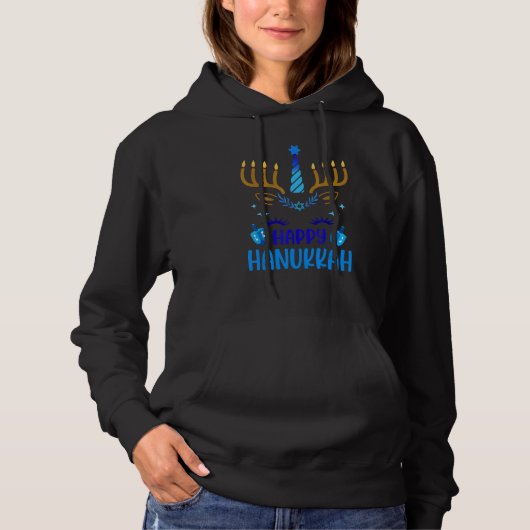 Hanukkah 2022 Unicorn Cute Decorations Menorah Cha Hoodie (Vorderseite)