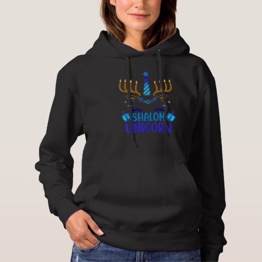 Hanukkah 2022 Unicorn Cute Decorations Menorah Cha Hoodie (Vorderseite)