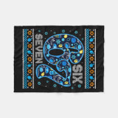 Hanukkah 67 Festive Dreidel Ugly Sweater Jew Six S Fleecedecke (Vorderseite (Horizontal))