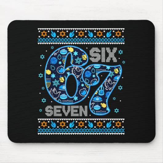 Hanukkah 67 Festive Dreidel Ugly Sweater Jew Six S Mousepad (Vorne)