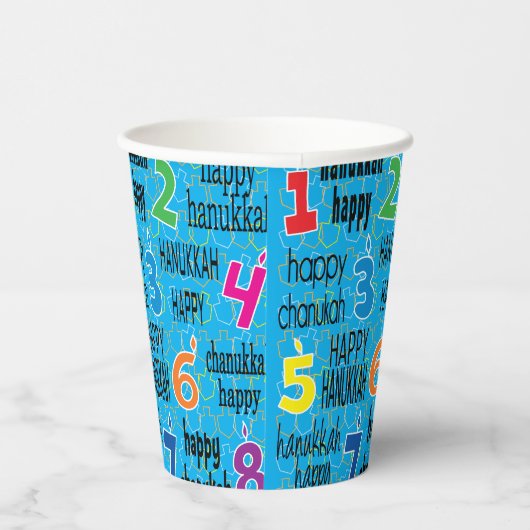 Hanukkah 8 Crazy Nights Blue 8 oz. Pappbecher (Rechts)