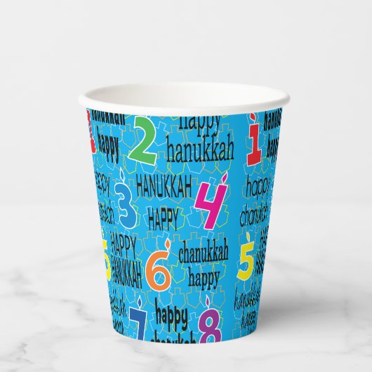 Hanukkah 8 Crazy Nights Blue 8 oz. Pappbecher (Vorderseite)