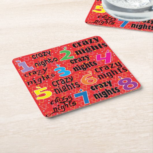 Hanukkah Aight Crazy Nights Red Rechteckiger Pappuntersetzer (angewinkelt)