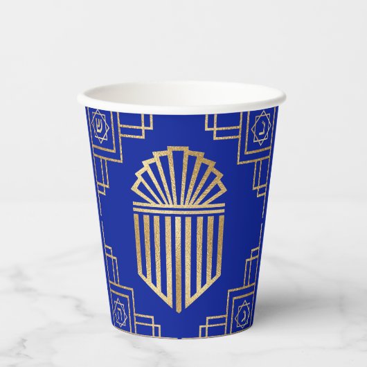 Hanukkah Art Deco Pappbecher (Vorderseite)
