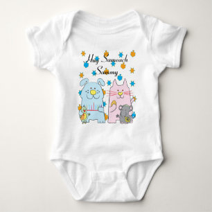 Hanukkah Baby Jersey Personalize "Hug Sameach" Baby Strampler