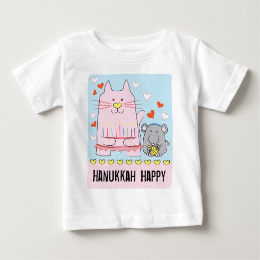Hanukkah Baby Jersey T - Shirt Cat and Mouse (Vorderseite)