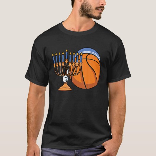Hanukkah Basketball Festival der Lichter Chanukah T-Shirt (Vorderseite)