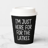 Hanukkah bin ich nur für die Latkes jüdisch hier Pappbecher (Vorderseite)