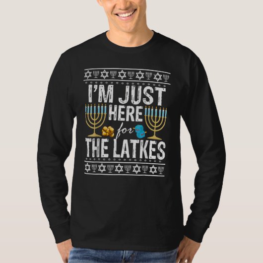 Hanukkah bin ich nur für die Latkes jüdisch hier T-Shirt (Vorderseite)