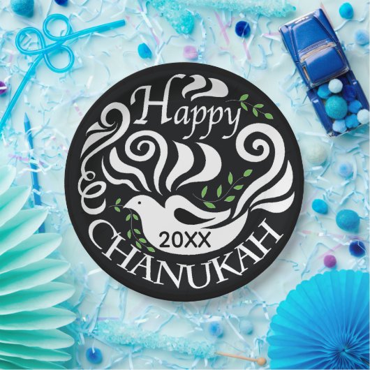 Hanukkah Blackboard Dove Pappteller (Party)