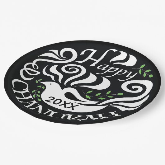 Hanukkah Blackboard Dove Pappteller (Schrägansicht)