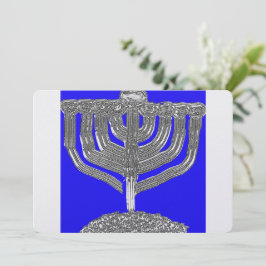 Hanukkah Blau und Silber antike Menorah Feiertagskarte