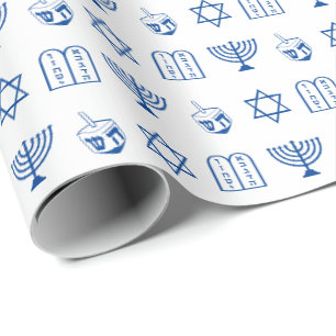 Hanukkah, blau und weiß, jüdisches Urlaubsmuster Geschenkpapier