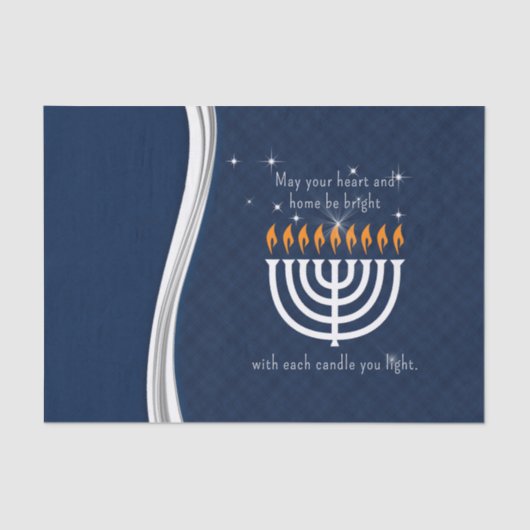 Hanukkah Blau und Weiß mit jedem Kerzenlicht Seidenpapier (Vorderseite)