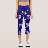 hanukkah blauer Ohrzwilling Capri Leggings (Vorderseite)
