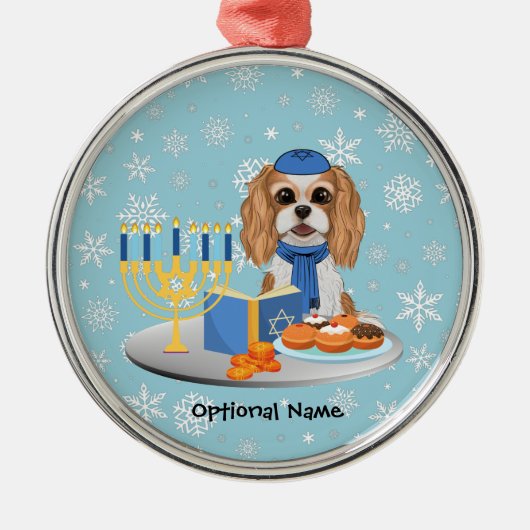 Hanukkah Blenheim Cavalier King Charles Spaniel Wr Ornament Aus Metall (Vorne)