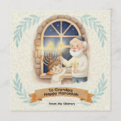 Hanukkah Blessing - Grandfather and Child Einladung (Vorderseite)