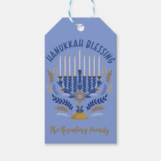 Hanukkah Blessing personalisiert Geschenkanhänger (Vorderseite)
