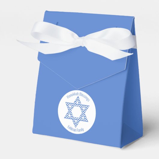 Hanukkah Blessings - Blauer Zickzack Star von Davi Geschenkschachtel (Vorderseite)