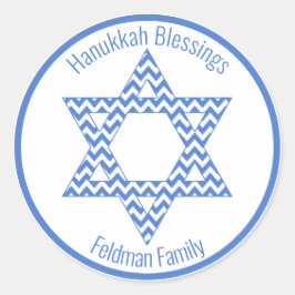 Hanukkah Blessings - Blauer Zickzack Star von Davi Runder Aufkleber