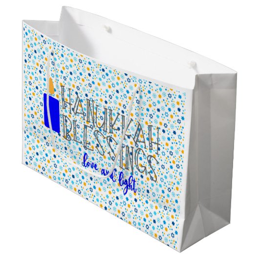 Hanukkah Blessings Große Geschenktüte (Vorderseite Schrägansicht)