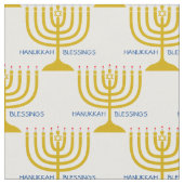 HANUKKAH BLESSINGS | Menorah Anpassbarer Text Stoff (Nahaufnahme)