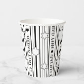 Hanukkah Blk N White Dreidels N Stars 8 oz. Pappbecher (Rückseite)