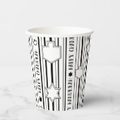 Hanukkah Blk N White Dreidels N Stars 8 oz. Pappbecher (Vorderseite)