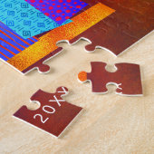 Hanukkah Blue Boho Kerzen auf Red Peace Liebe Ligh Puzzle (Seite)