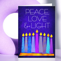 Hanukkah Blue Boho Muster Candle Peace Liebe Light