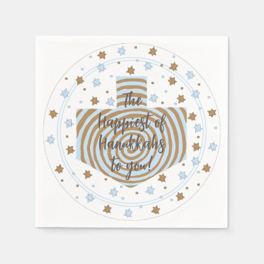 Hanukkah Blue Brown Swirl Dreidel Serviette (Vorderseite)