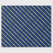 Hanukkah Blue & Golden Diagonal Dicke Streifen Geschenkpapier (Flach)