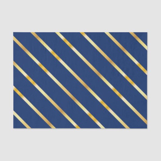 Hanukkah Blue & Golden Diagonal Dicke Streifen Seidenpapier (Vorderseite)