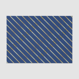 Hanukkah Blue & Golden Diagonal dünne Streifen Seidenpapier