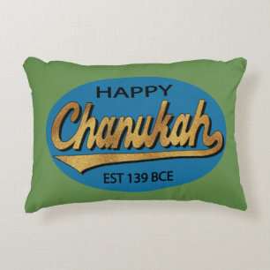 Hanukkah Blue/Green Pillow "Chanukah Retro BCE" Dekokissen