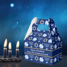 Hanukkah Blue Menorah Dreidel Muster Custom Party